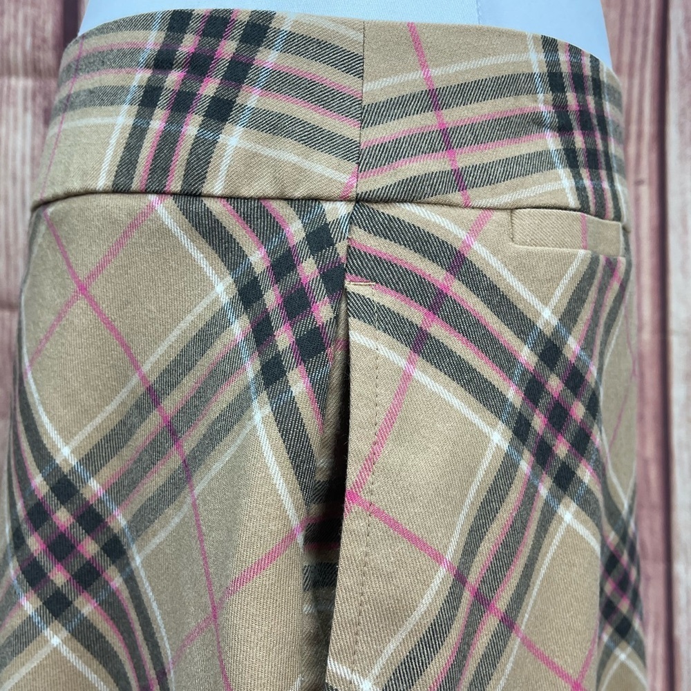 Lands’ End Tan black pink plaid wool blend knee length A-line skirt size 10 - Picture 9 of 16